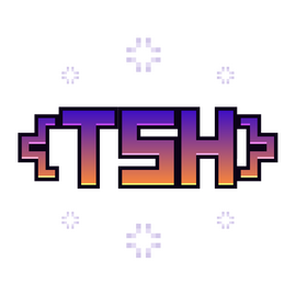 The Starlit Haven's Logo The initials of the Starlit Haven ("TSH") colored in a sunset palette and surrounded by six stars as well as a golden circle.
